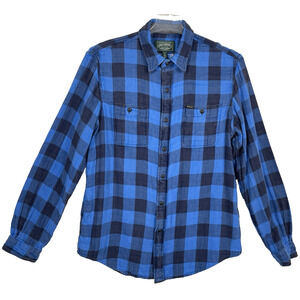 Vtg Polo Country Ralph Lauren Flannel Shirt Men’s Large Blue Black Buffalo Plaid